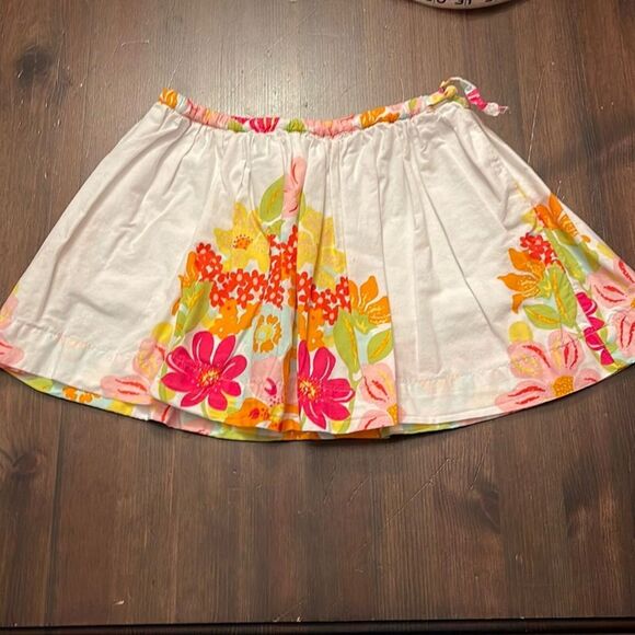Land’s End Skort Girls Size 4 Floral Print Drawstring Waist - Picture 1 of 9